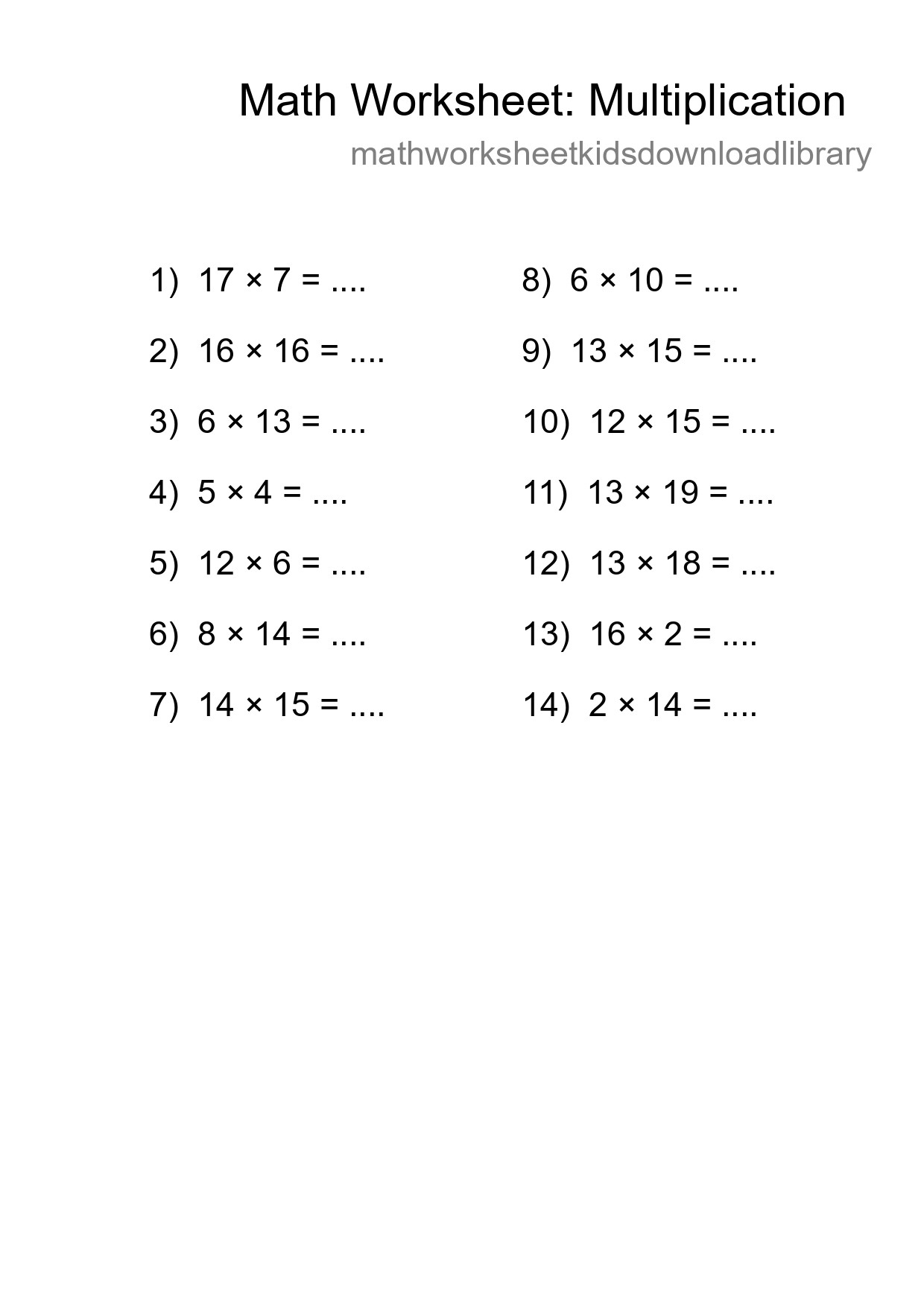 Free 14 Multiplication Math Worksheet For Grade 2 With Answers - Part 161