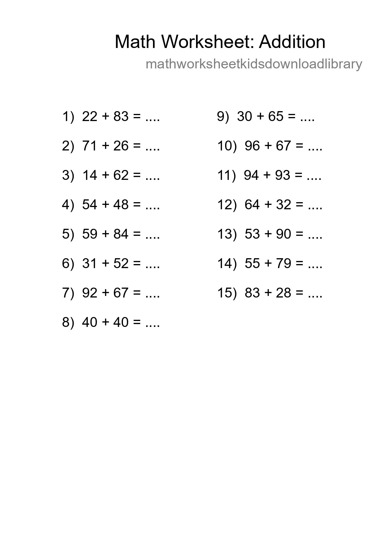 Free 15 Addition Math Worksheet For Grade 3 With Answers - Part 166