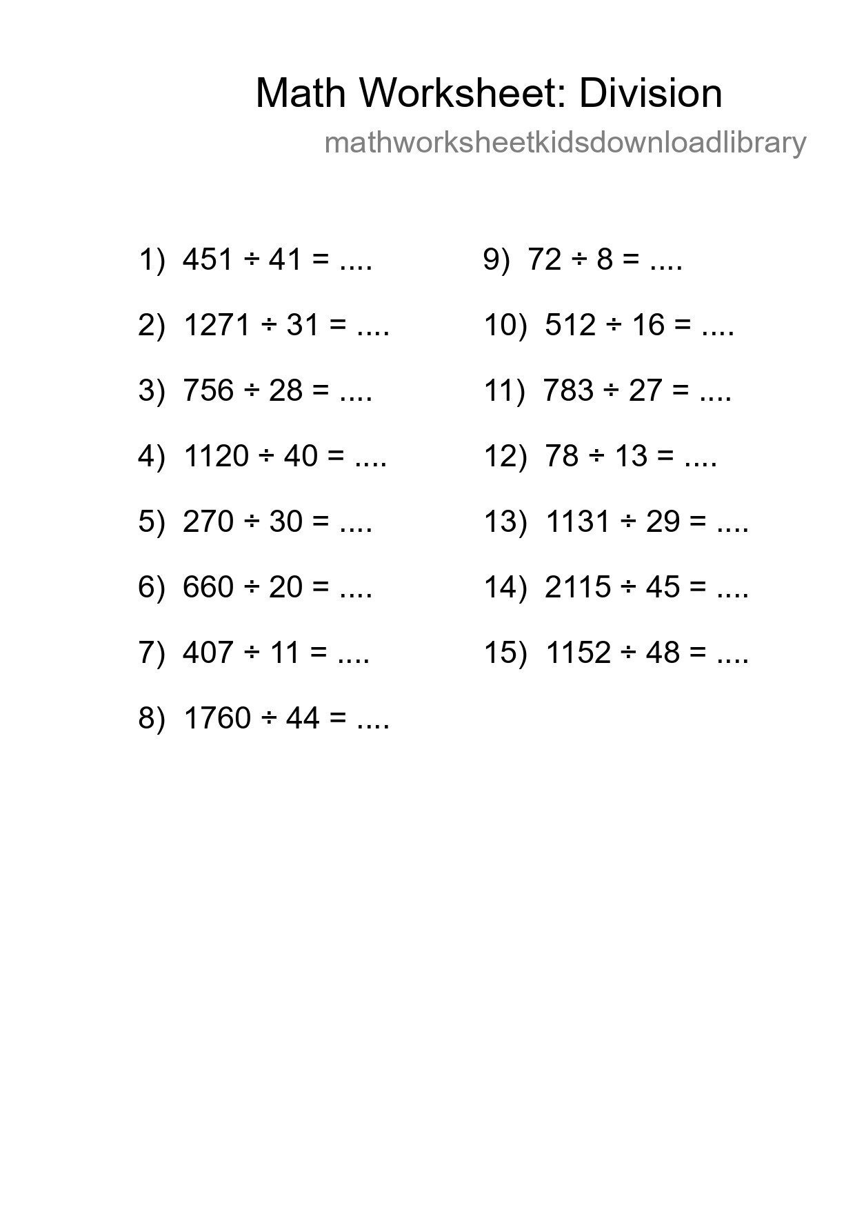 Free 15 Division Math Worksheet For Grade 2 - Part 114