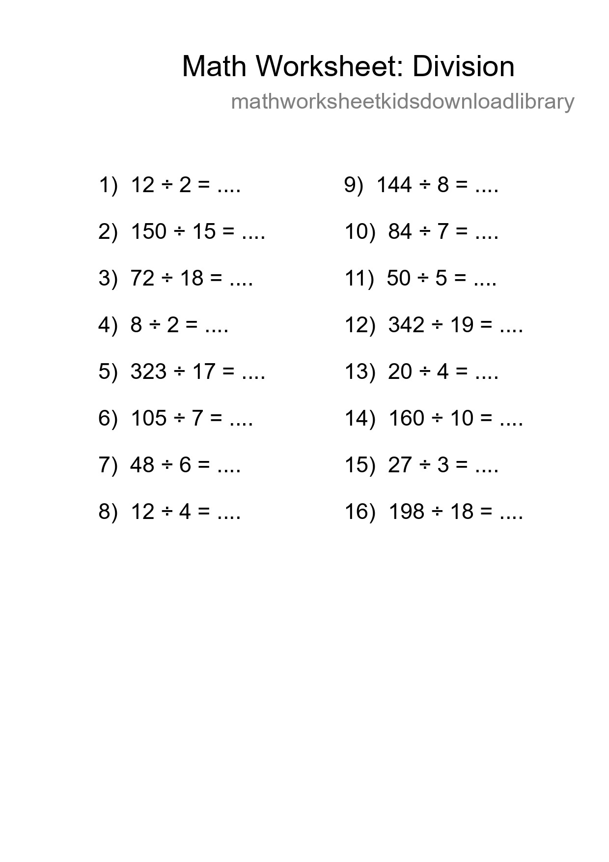 Free 16 Division Math Worksheet For Grade 2 - Part 136