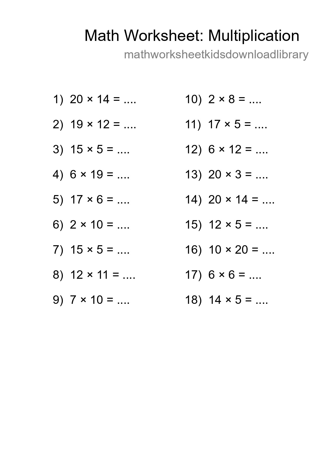 Free 18 Multiplication Math Worksheet For Grade 2 With Answers - Part 249