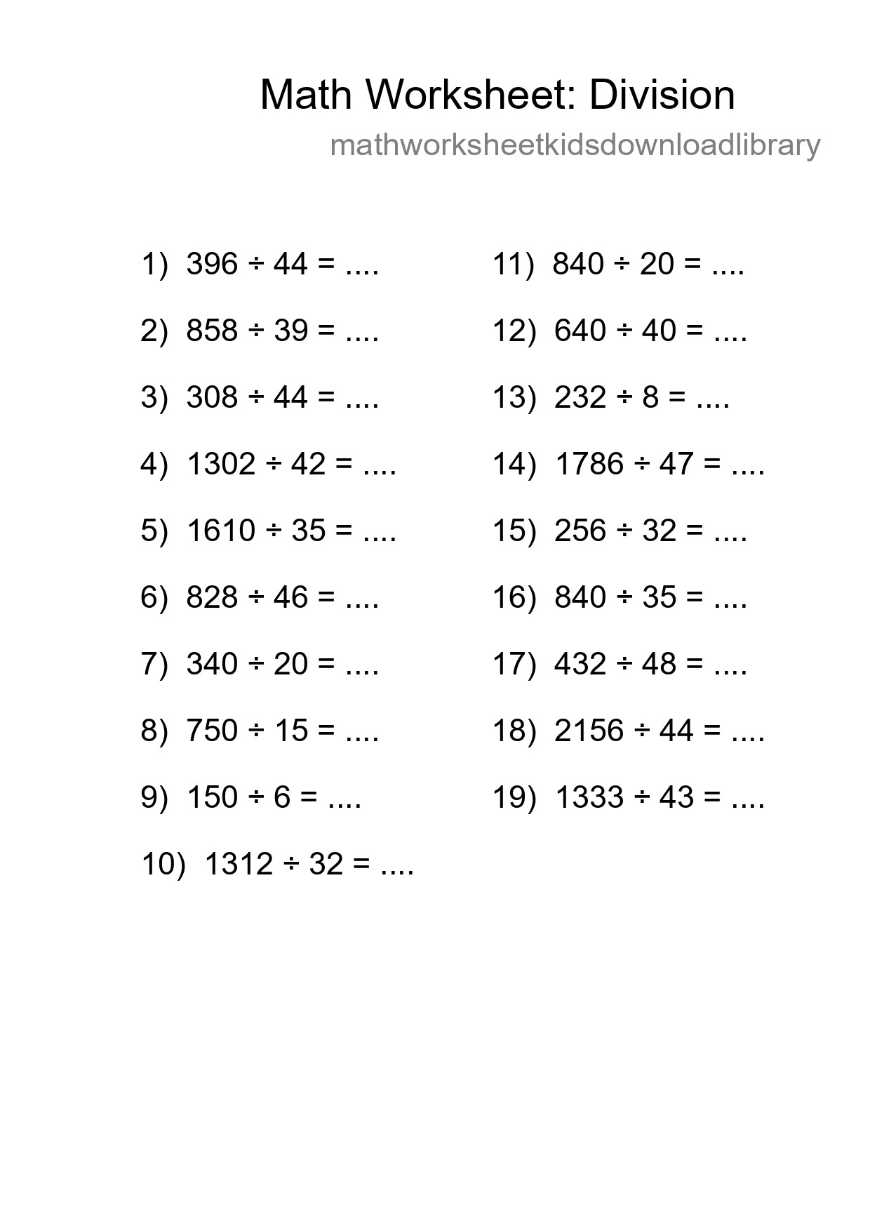 Free 19 Division Math Worksheet For Grade 2 With Answers - Part 169
