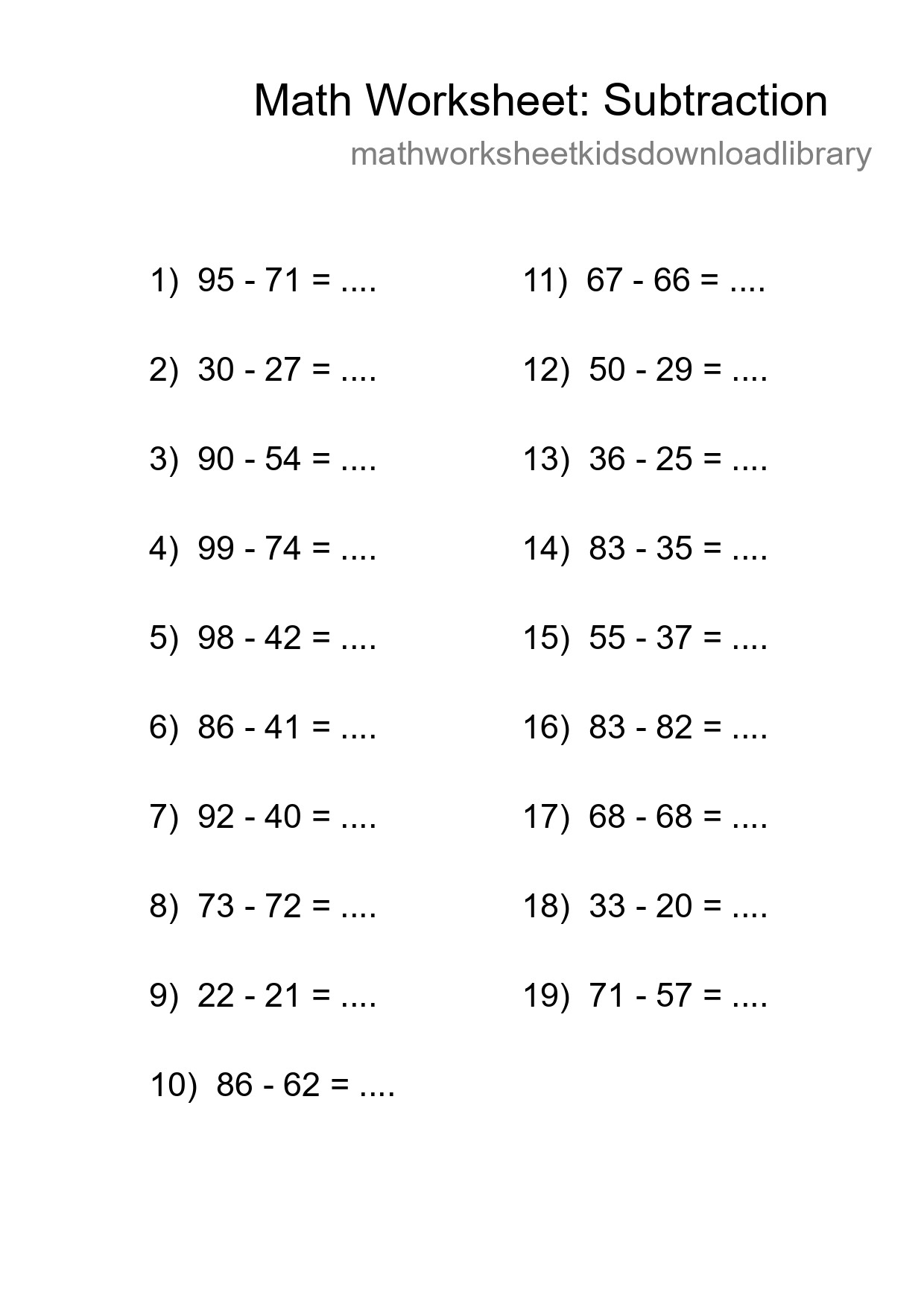 Free 19 Subtraction Math Worksheet For Grade 3 With Answers - Part 228