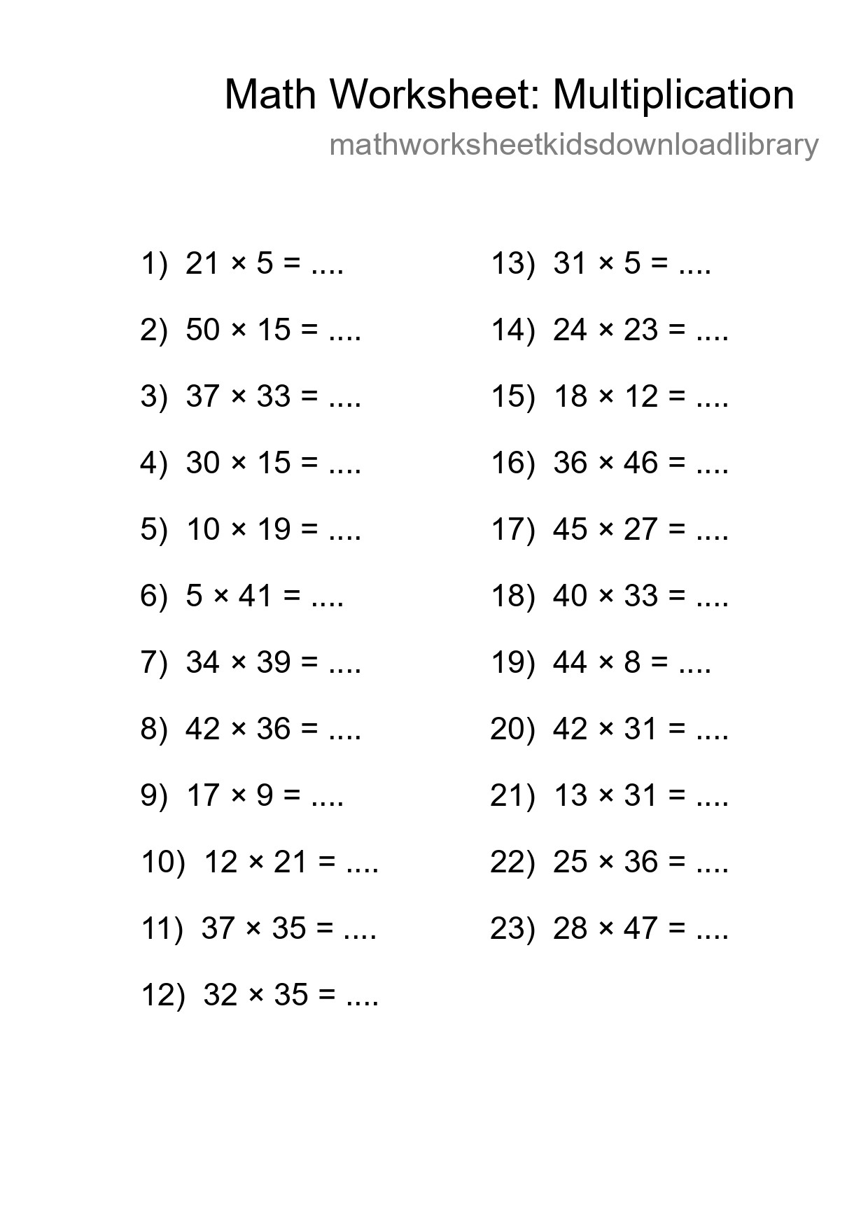 Free 23 Multiplication Math Worksheet For Grade 2 - Part 227