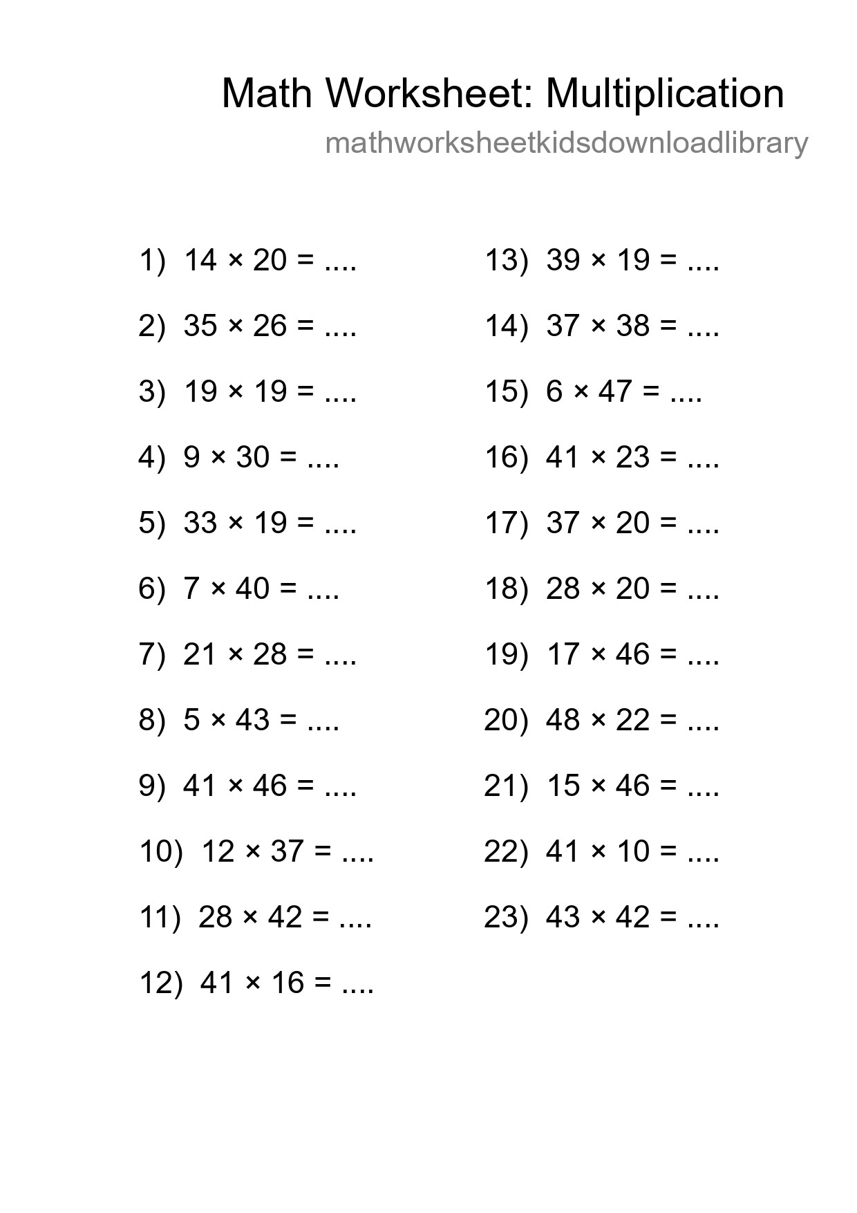 Free 23 Multiplication Math Worksheet For Grade 2 - Part 238