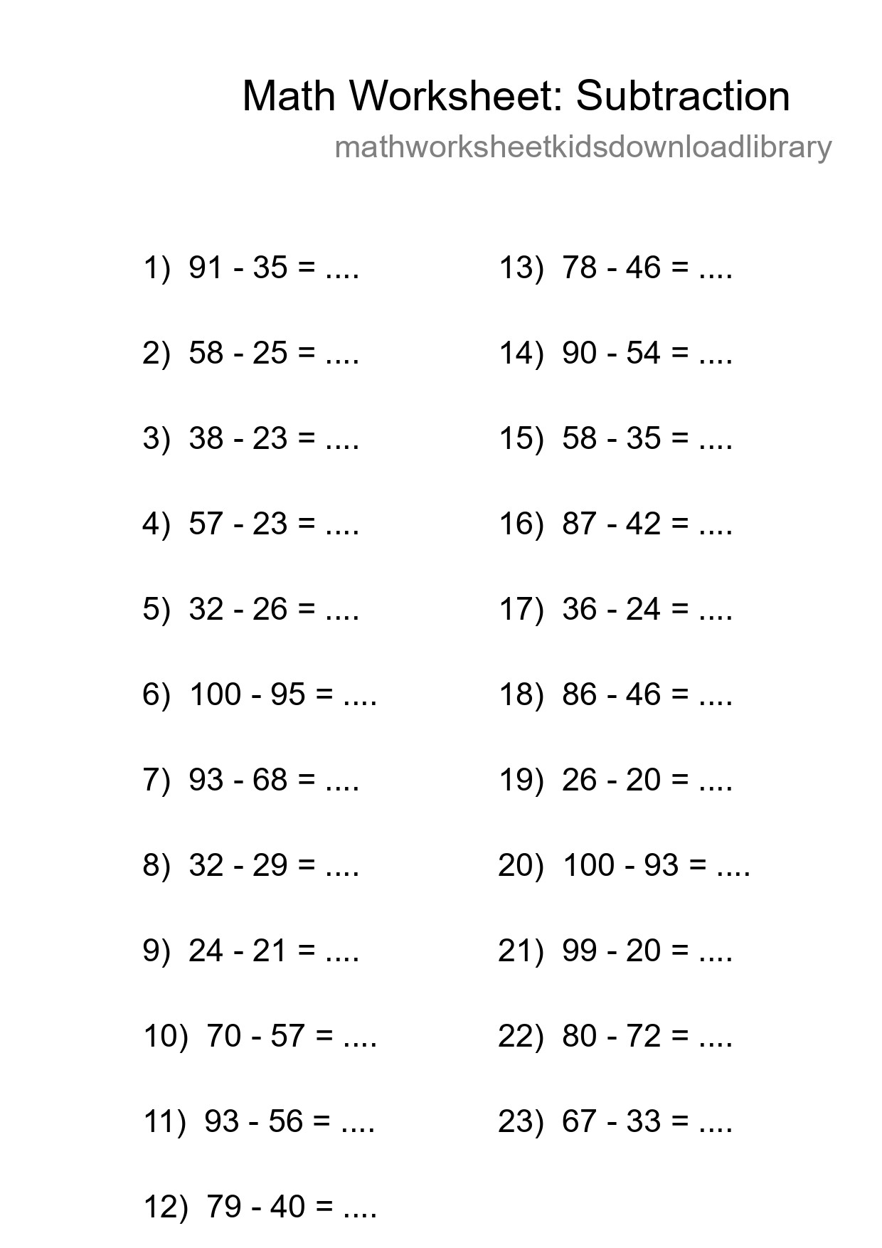 Free 23 Subtraction Math Worksheet For Grade 3 - Part 151
