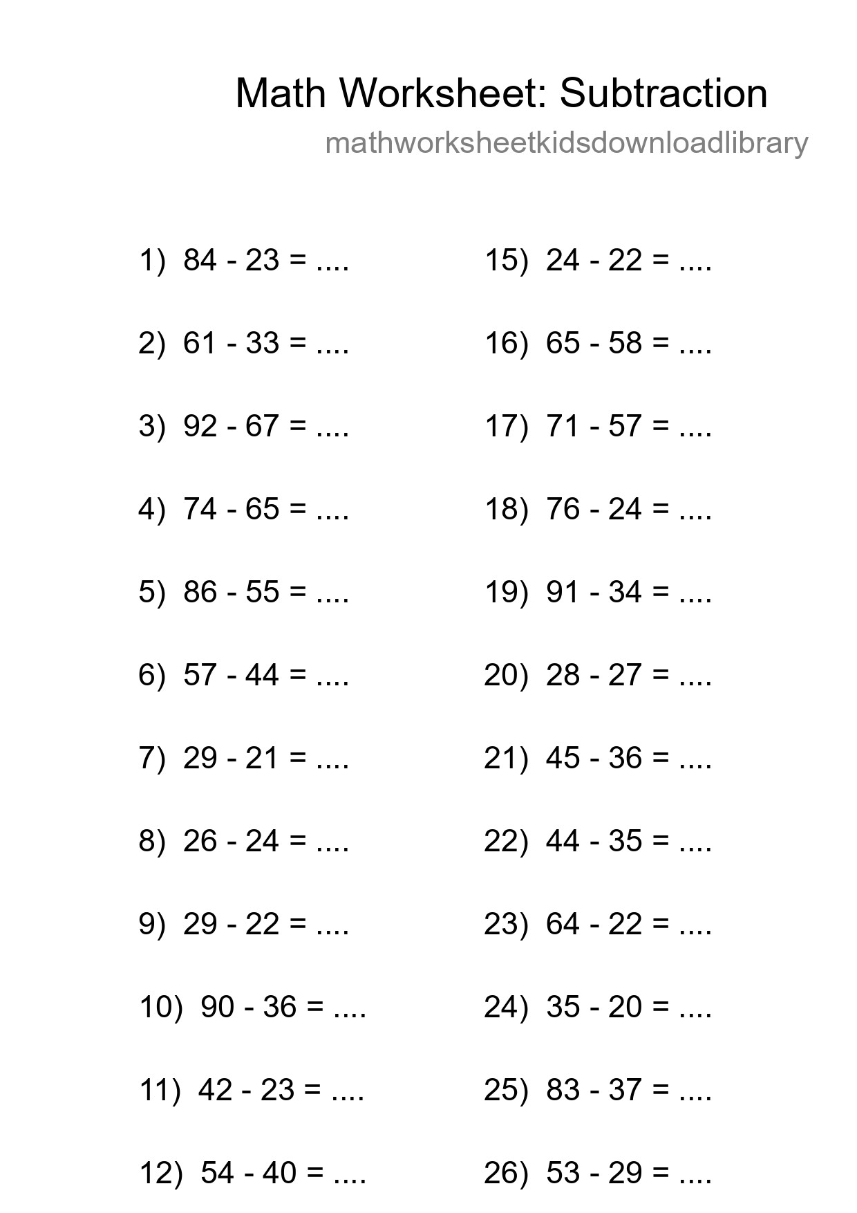 Free 27 Subtraction Math Worksheet For Grade 3 With Answers - Part 206