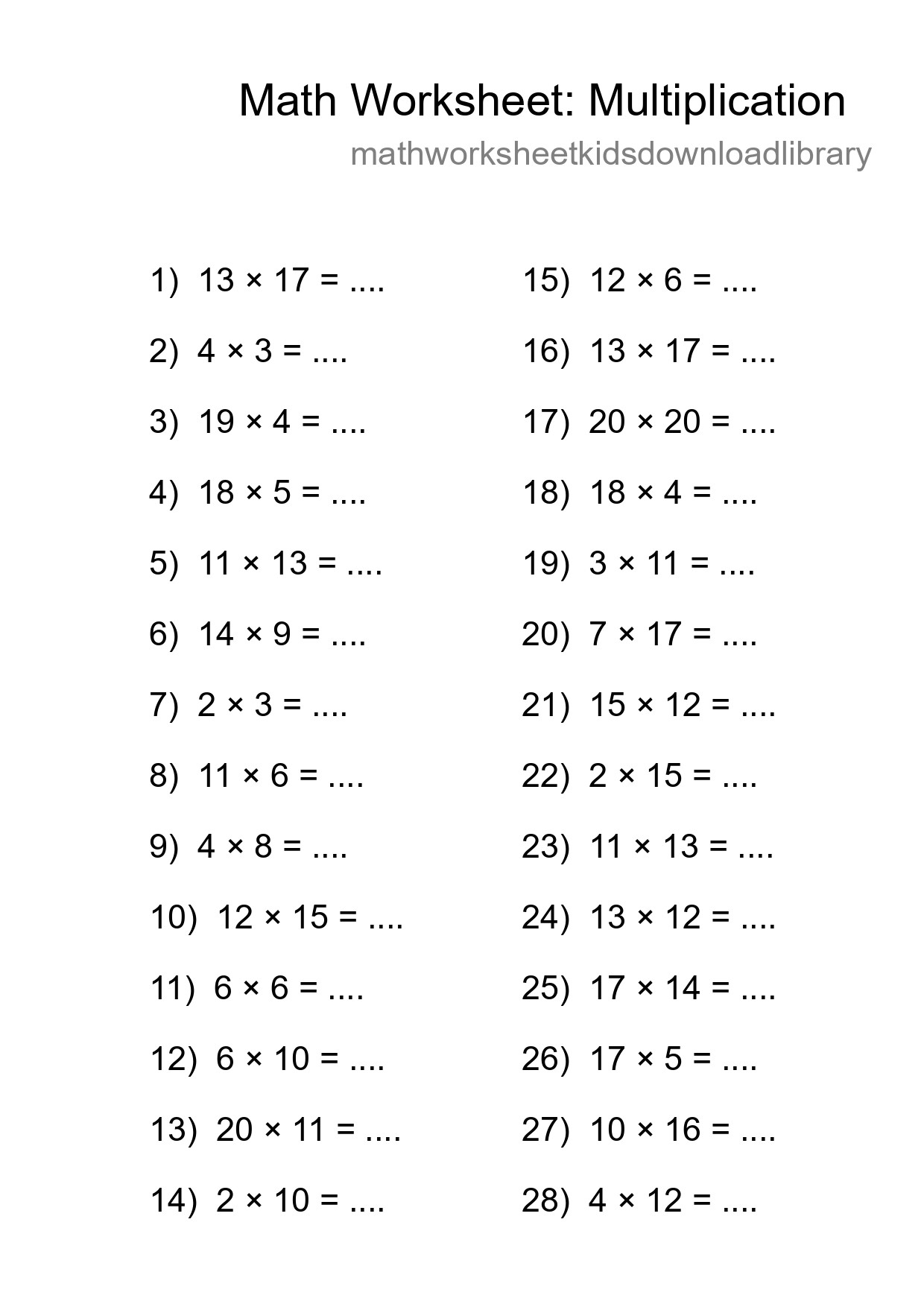 Free 28 Multiplication Math Worksheet For Grade 2 With Answers - Part 106