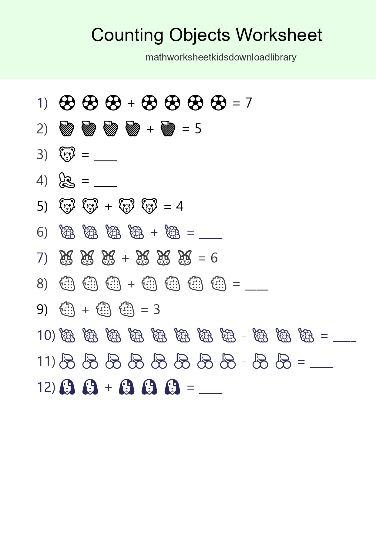 Free Counting Objects Worksheet For Kindergarten - Part 36