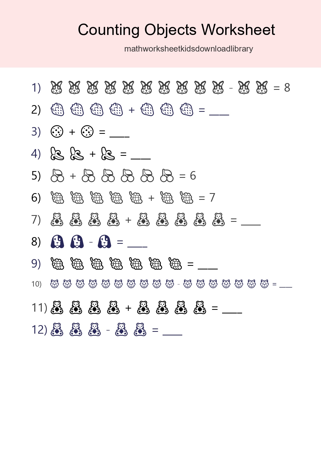 Free Counting Objects Worksheet For Kindergarten - Part 69