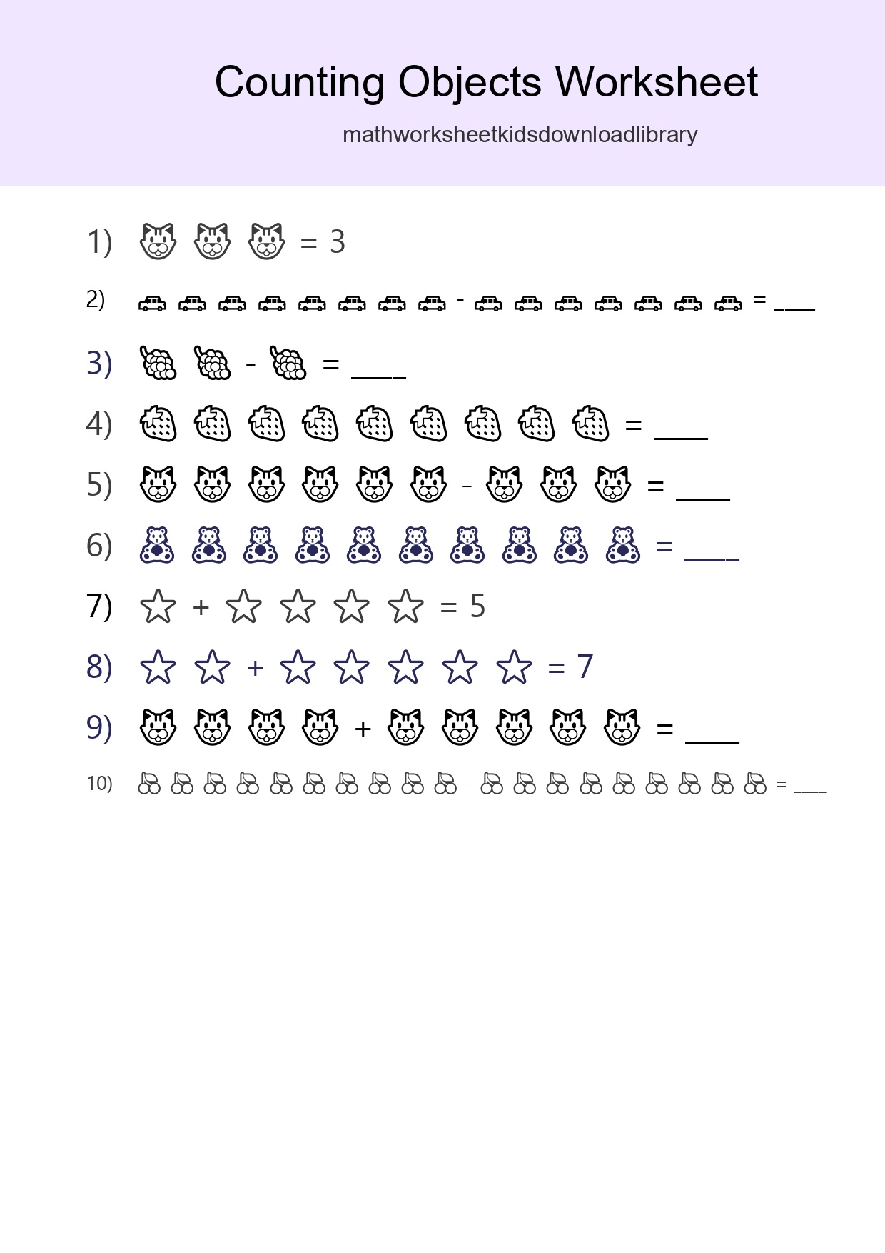 Free Counting Objects Worksheet For Kindergarten Printable - Part 146