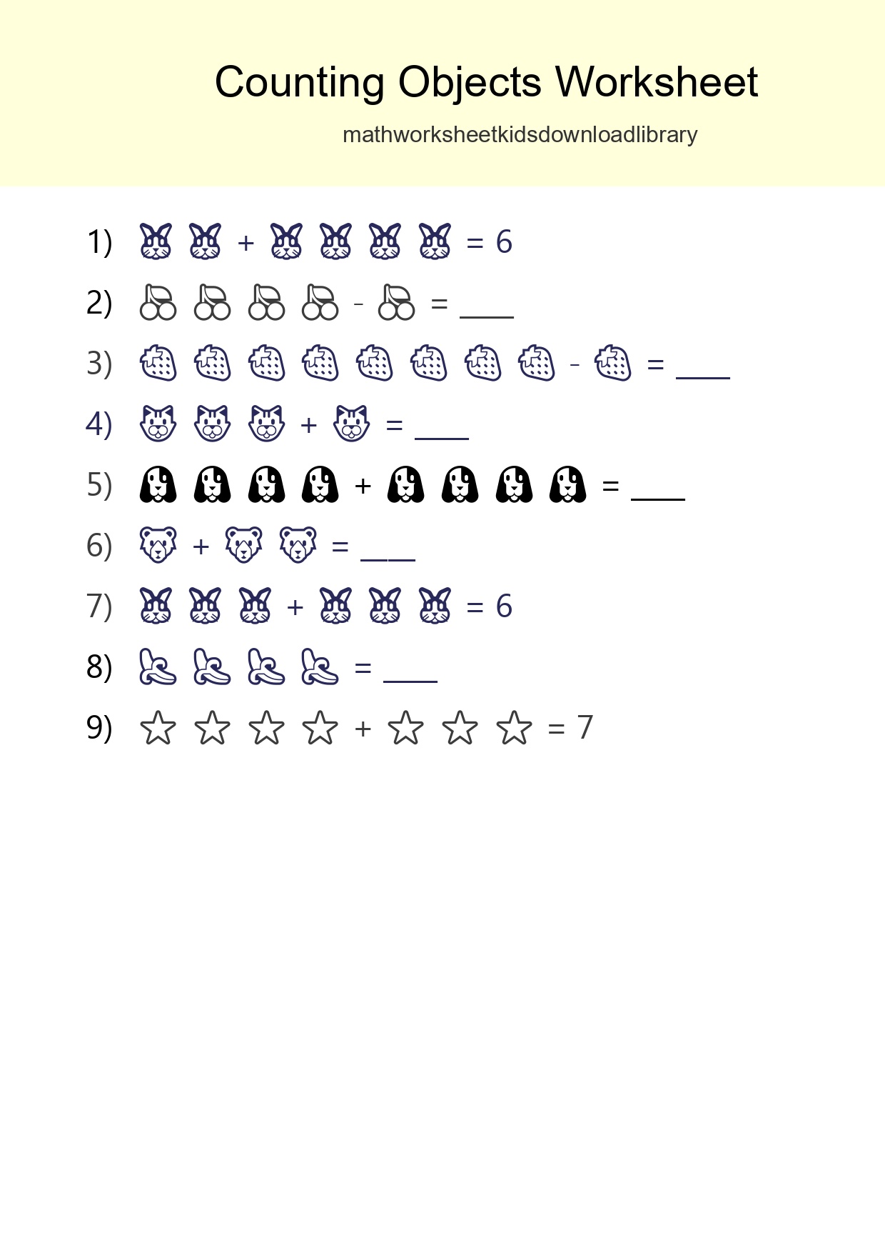 Free Counting Objects Worksheet For Kindergarten Printable - Part 47