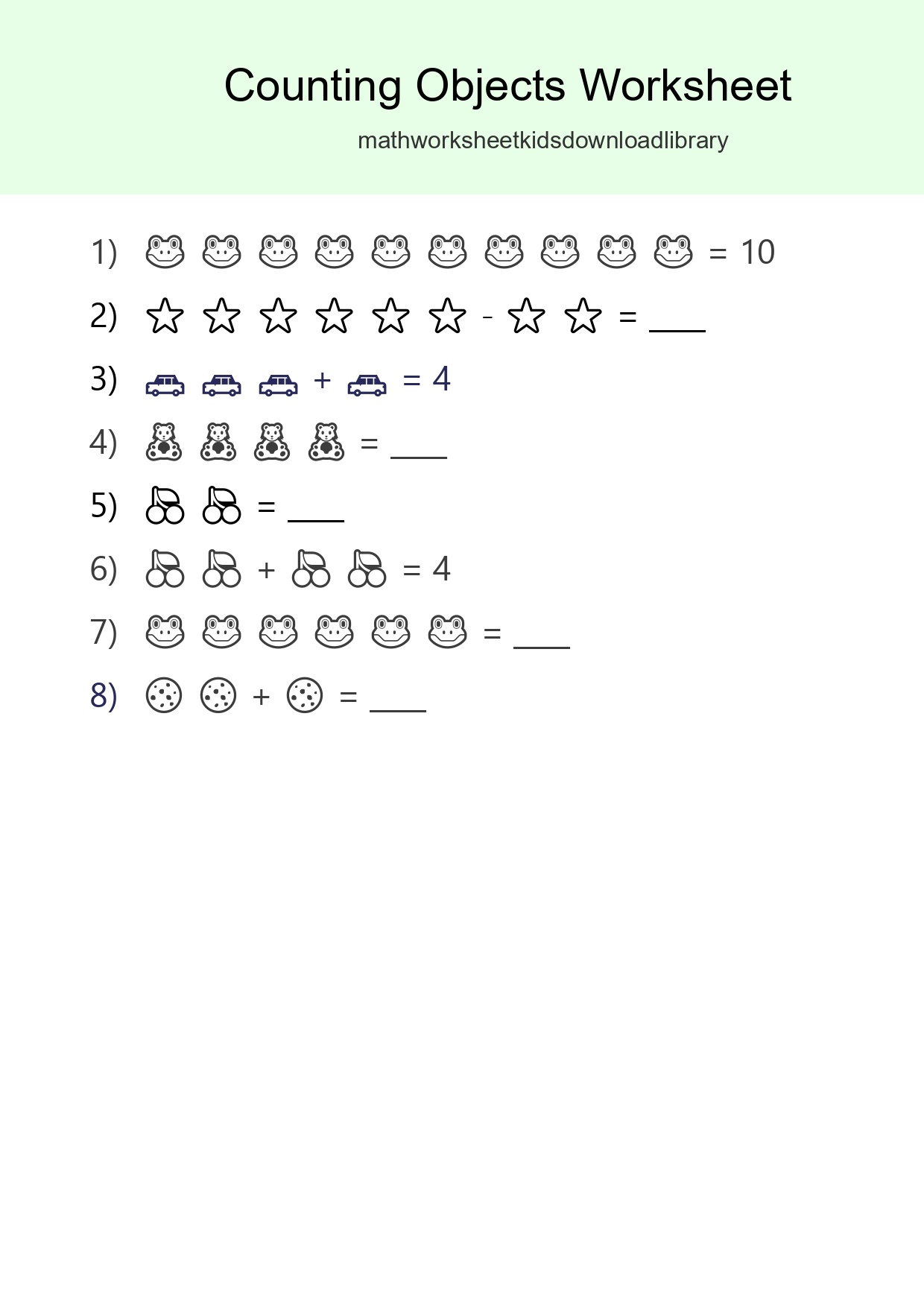 Free Counting Objects Worksheet For Kindergarten Printable - Part 58
