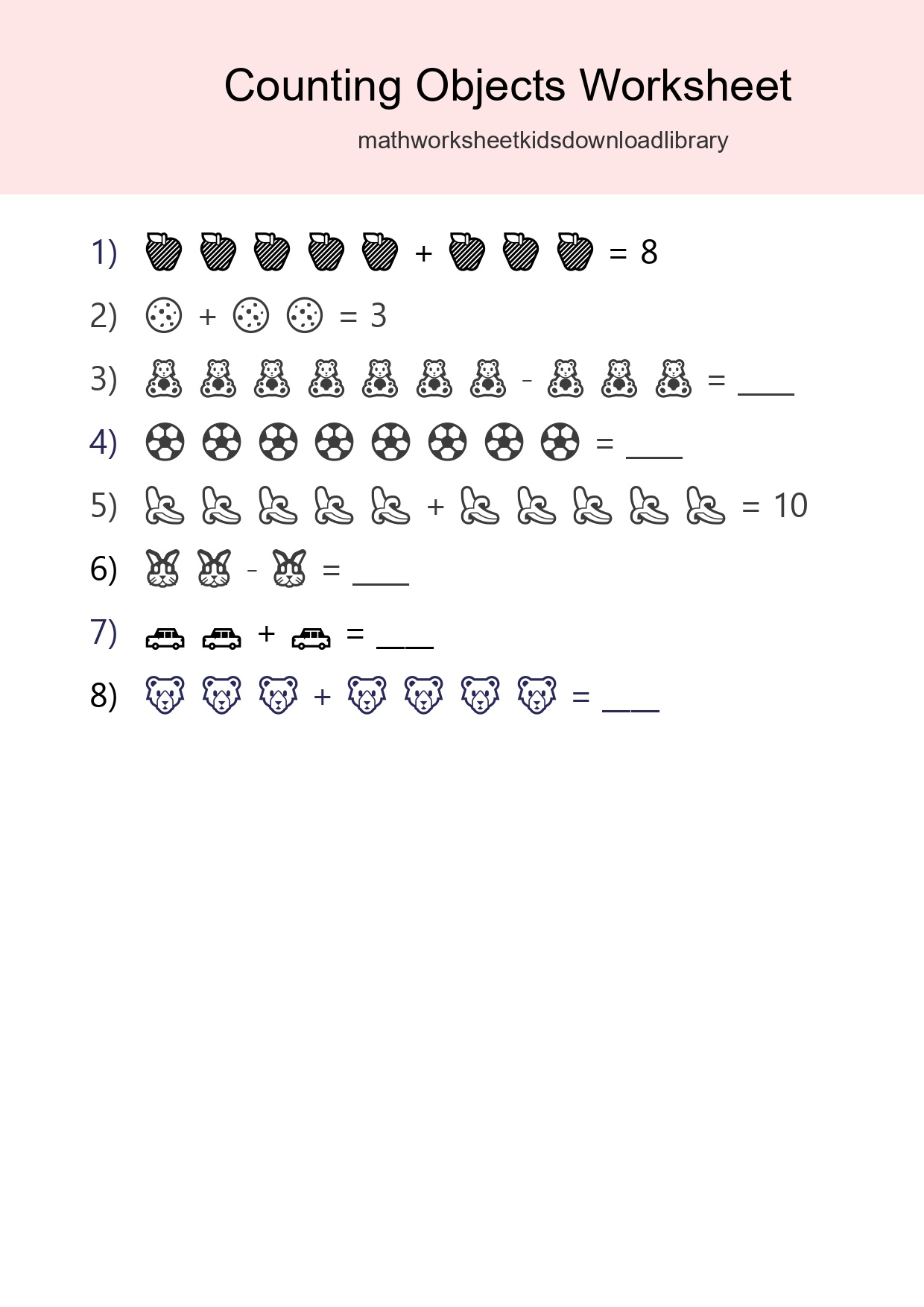 Kindergarten Count The Objects Worksheet - Part 113