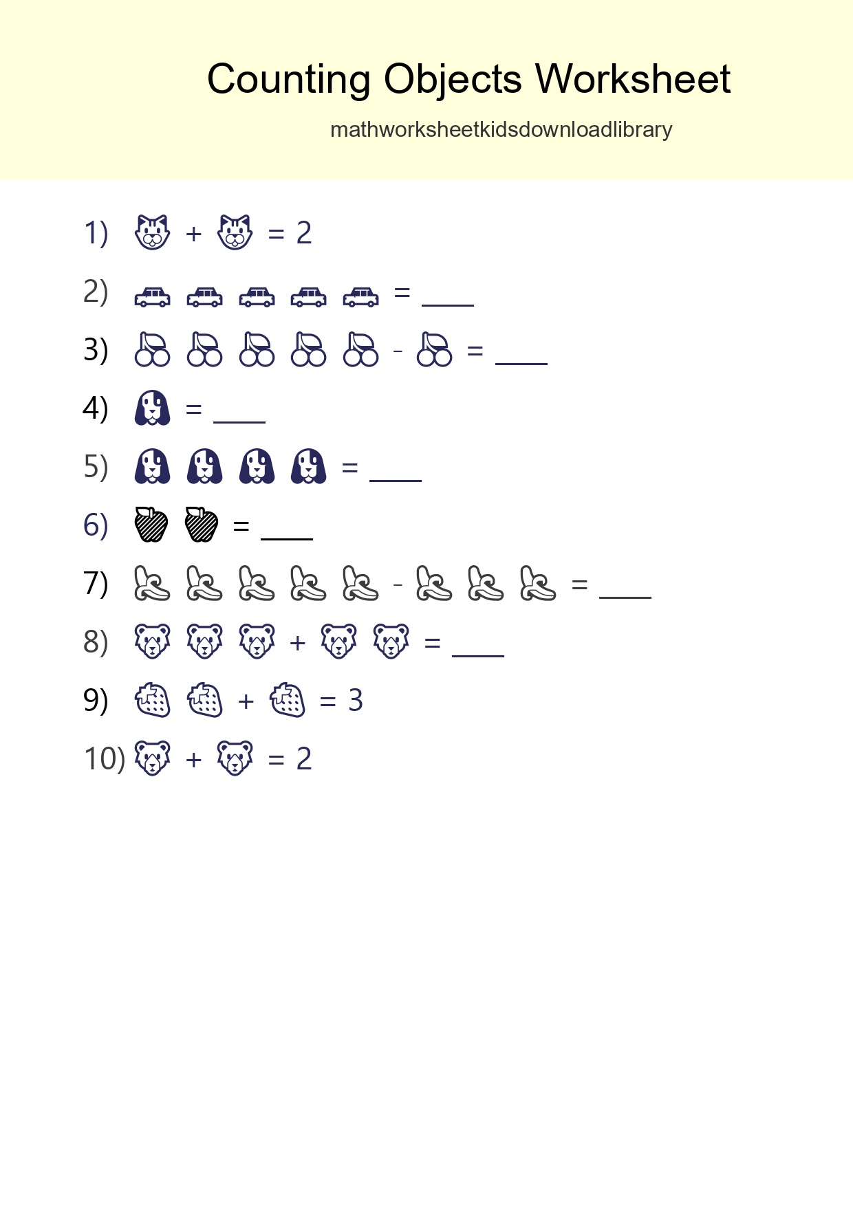 Kindergarten Count The Objects Worksheet - Part 135