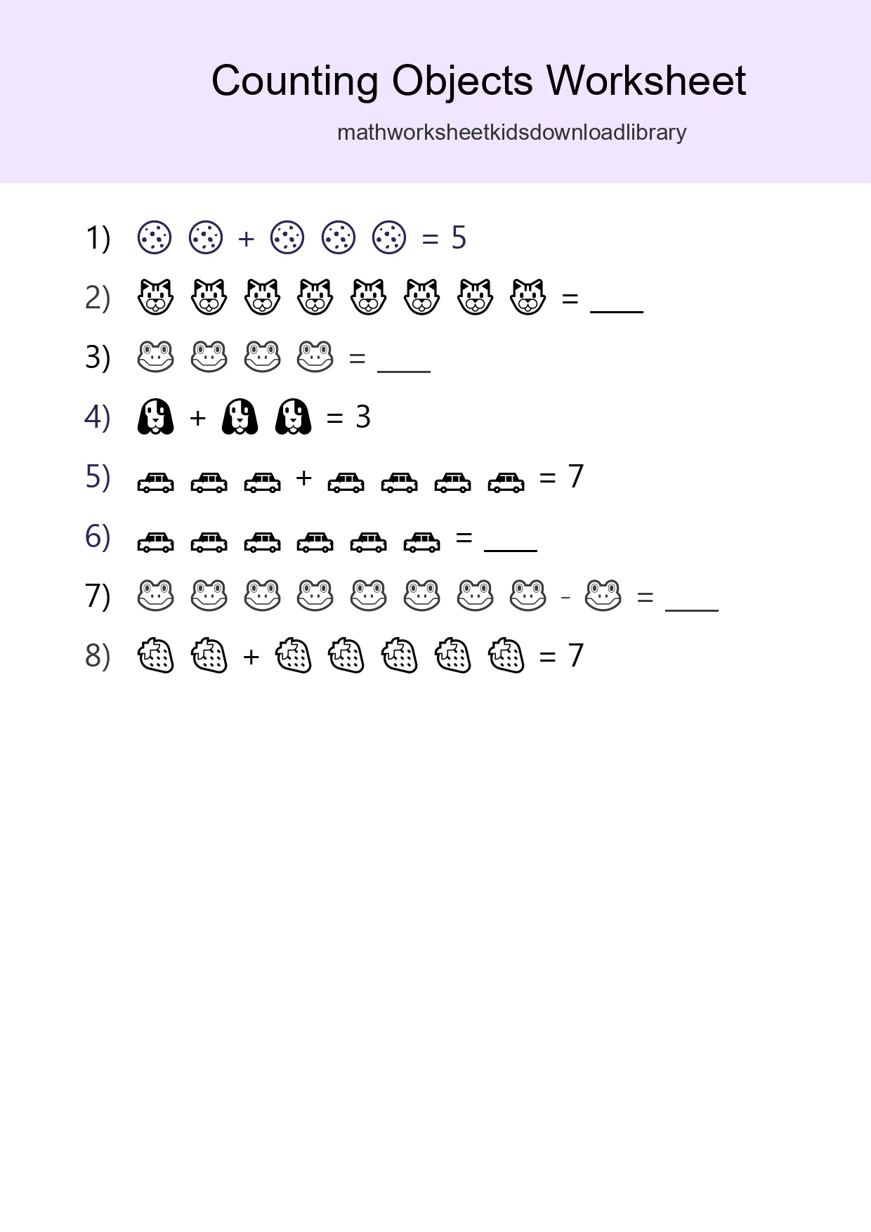Kindergarten Count The Objects Worksheet - Part 223