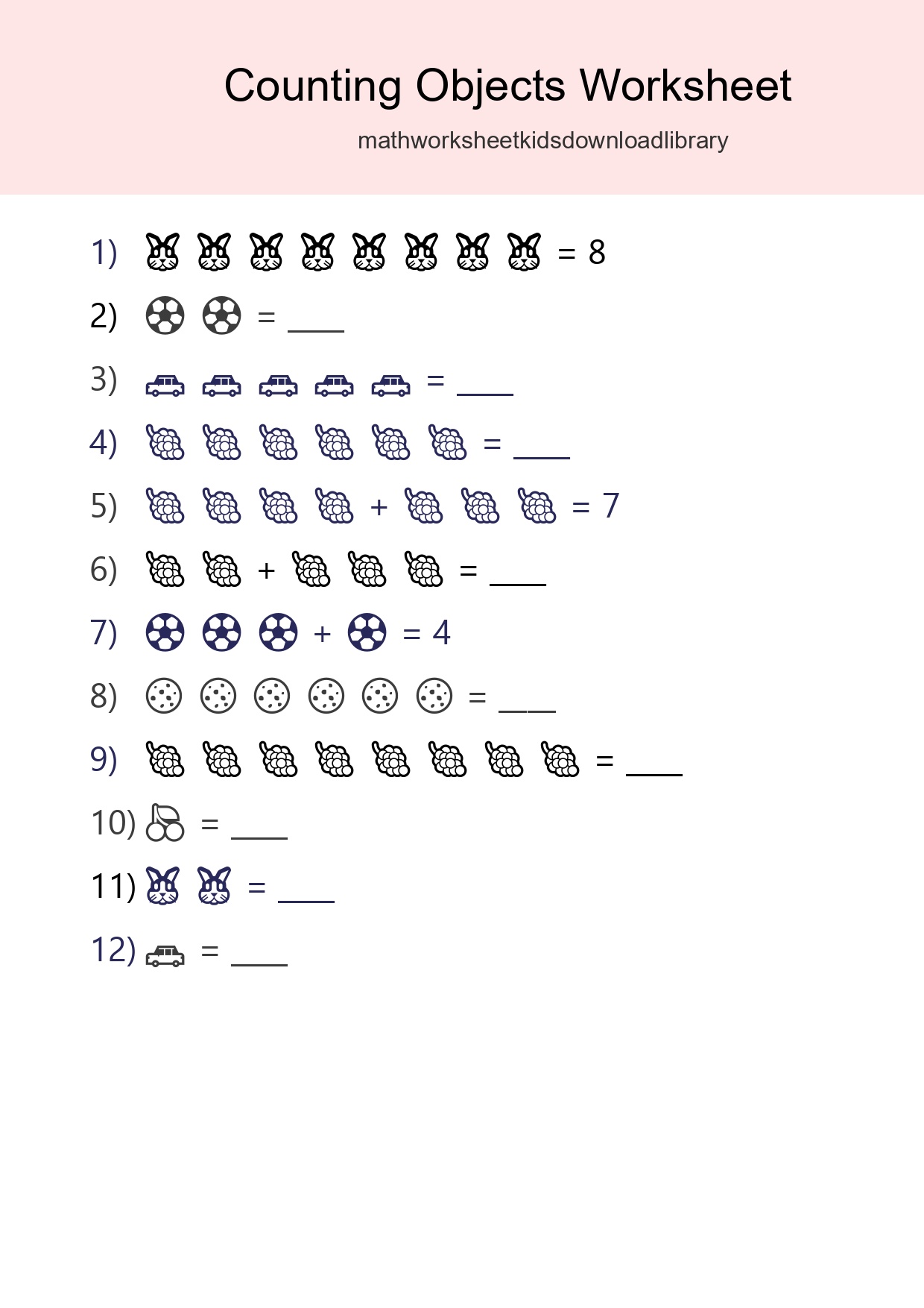 Kindergarten Count The Objects Worksheet - Part 234