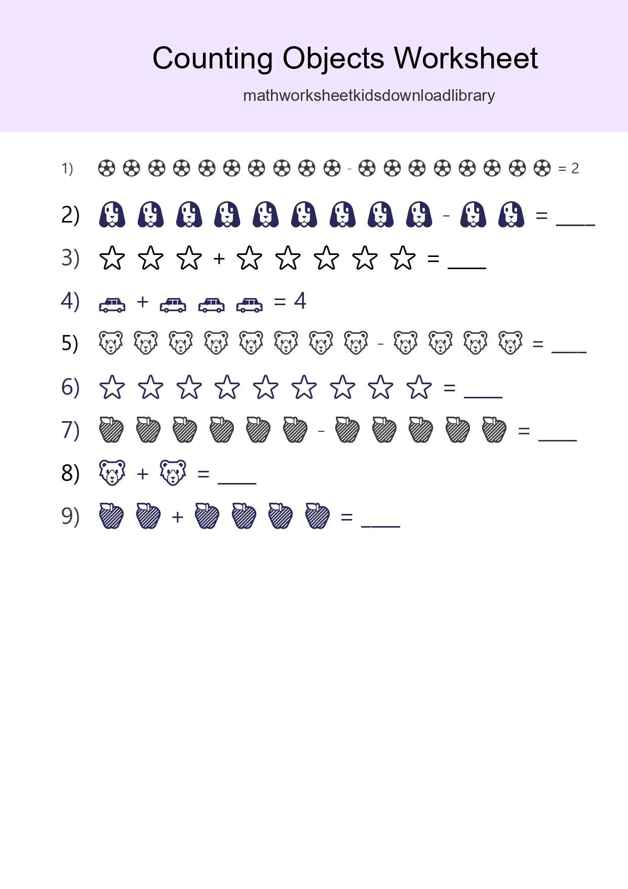 Learn Counting With Pictures Worksheet (Kindergarten) - Part 168