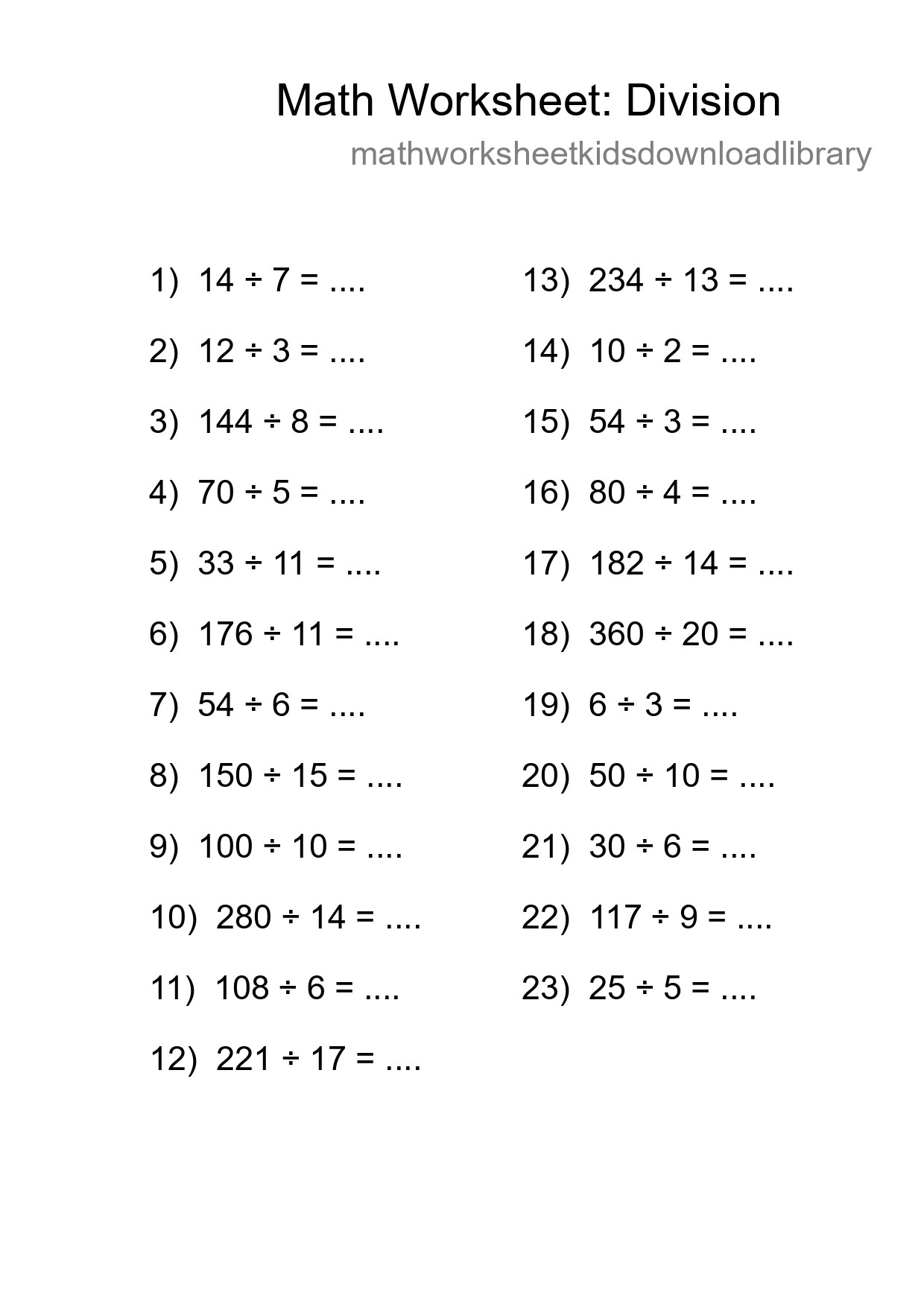 Printable Free 23 Division Math Worksheet For Grade 2 - Part 125
